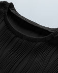 Plus Size Solid Wavy Textured Short Sleeve Tee