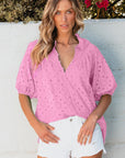 Arielle Embroidered Hollow-out Puff Sleeve Blouse
