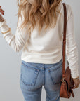 Teresa Color Waffle Half Long Sleeve Top