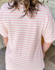 Plus Size Stripe Patchwork V-Neck T-Shirt