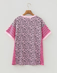 Leopard Patchwork Short Sleeve Loose Top
