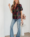 Zoe Contrast Slit Neckline Blouse