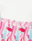 Abstract Brush Stroke Smocked Ruffle Tiered Dress