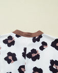 Plus Size Leopard Contrast V-Neck Mini Dress