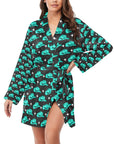 Turquoise cowgirl Hat Women's Belted Satin Feel Dressing Lounge Robe