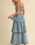 DENIM FLOWER MAXI DRESS