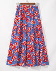 Boho Floral Tiered Side Slit Maxi Skirt