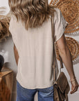 Louisa Embroidered Short Sleeve Tassel Tied Blouse