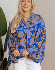 Floral Batwing Sleeve Button-Up Shirt