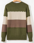 Colorblock Crew Neck Drop Shoulder Sweater