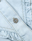 Mazie Mineral Wash Cap Sleeve Frilled Button Up Denim Shirt
