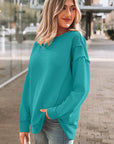 Ribbed Exposed Seam Drop Shoulder Pullover