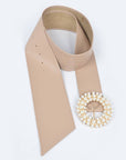 Pearl Round Buckle Plus Size Belt Featuring FiftyInch Length And TwoPointFiveInch Width