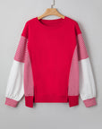 Stripe Leopard Patchwork Long Sleeve Sweatshirt