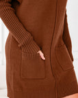 Solid Ribbed Mock Neck Sweater Dress