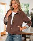 Leopard Lined Button Up Collared Jacket
