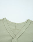 Stripe Patchwork Waffle Knit V-Neck Pullover