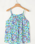 Floral Boho Rhinestone Spaghetti Strap Tank Top