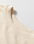 Floral Sleeve Textured Knit Drop Shoulder Top