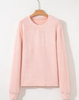 Ivy Fuzzy Ribbed Texture Long Sleeve Top