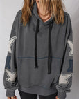 Star Patchwork Mineral Wash Kangaroo Pocket Hoodie