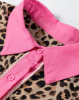 Leopard Contrast Trim Top and Pant Set