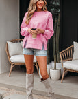 Bow Tie Lace Embroidered Reverse Seam Sweatshirt