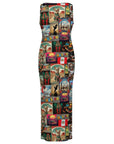 Baha Ranch Colores De Mexico Destination Mexico Sleeveless Bodycon Side Slit Long Dress