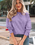 Ribbed Exposed Seam Drop Shoulder Pullover