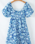 Floral Puff Sleeve Babydoll Mini Dress