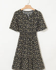Floral Wrap V-Neck Short Sleeve Mini Dress
