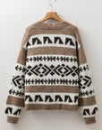 Adelynn Geometric Pattern Front Sweater