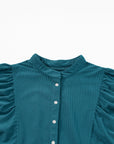 Solid Corduroy 3/4 Sleeve Snap Button Dress