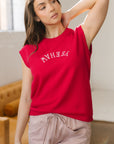 Western YEEHAW Embroidered Short Sleeve Sweater