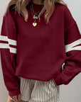 Varsity Stripe Drop Shoulder Oversized Sweatshirt