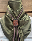 35X35" Solid Olive Wild Rag / Scarf - Leather Slide and Bolo Tie