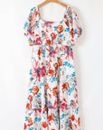 Plus Size Floral Puff Sleeve Midi Dress