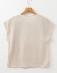 Louisa Embroidered Short Sleeve Tassel Tied Blouse