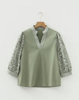Kaiya Sleeve Contrast Patchwork Blouse