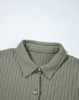 Thermal Ribbed Button-Up Drop Shoulder Textured Shacket