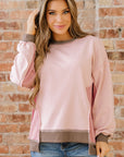 Lina Waffle Patchwork Oversize Sweatshirt
