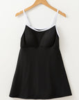 Contrast Trim Ribbed Lined Swim Dress w/ Pockets