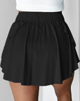 Solid Drawstring Elastic Waist Lined Tennis Skort