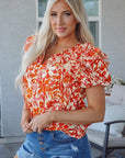 Margo Floral Split Neck Blouse