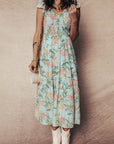 Floral Smocked V-Neck Ruffle Tiered Maxi Dress