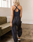 Avianna Back Crossed Straps Hollow Out Jogger Jumpsuit