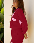 Colorblock Patchwork Pullover and Shorts Set