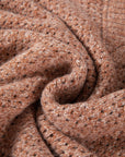 Solid Eyelet V-Neck Drop Shoulder Sweater