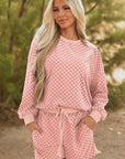 Checker Long Sleeve Pullover and Shorts Set
