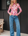 Rosalie Floral Long Sleeve Slim Fit Mesh Top